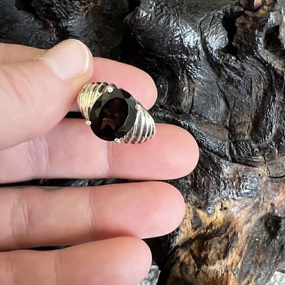Vintage Clyde Duneier 3.63 ct Oval Smoky Quartz Ring Size 9 Sterling Silver CID - Picture 11 of 13